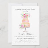 水彩ブライダルシャワー層状ケーキバラ 招待状 (正面)