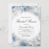水彩ブライダルシャワー抽象芸術ブルーとグレー 招待状 (正面)