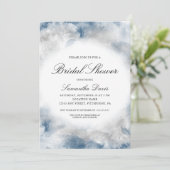 水彩ブライダルシャワー抽象芸術ブルーとグレー 招待状 (スタンド正面)