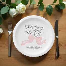 水彩ブライダルシャワー紙プレート |ピンクボウ ペーパープレート