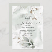 水彩ブライダルシャワー素朴の茎葉侵入 招待状 (正面/裏面)
