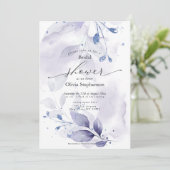 水彩ブライダルシャワー紫素朴色の葉 招待状 (スタンド正面)