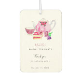 水彩ブライダルシャワー茶パーティーサンキューピンク カーエアーフレッシュナー (正面)