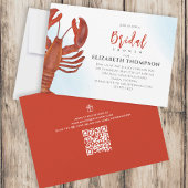 水彩ブライダルシャワー赤ロブスターギフトレジストリ 招待状