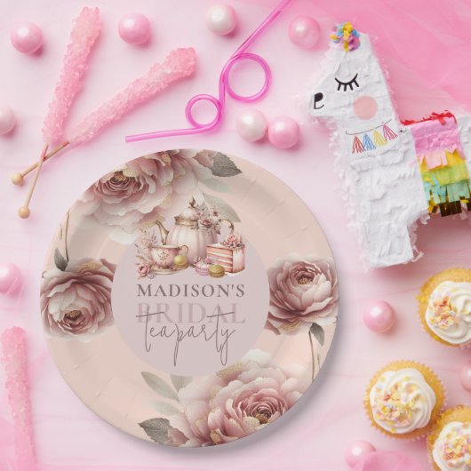 水彩ブライダルティーシャワーパーソナライズされた ペーパープレート (パーティー)
