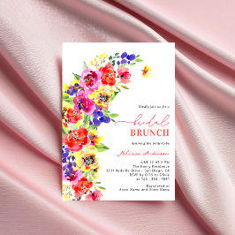 水彩ブライトカラフルフローラブライダルブランチ 招待状
