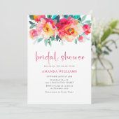 水彩ブライトピンクオレンジフラワーブライダルシャワー 招待状 (スタンド正面)
