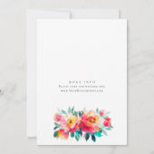 水彩ブライトピンクオレンジフラワーブライダルシャワー 招待状 (裏面)