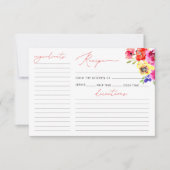 水彩ブライトフローラブライダルシャワーレシピカード (正面)