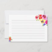 水彩ブライトフローラブライダルシャワーレシピカード (裏面)