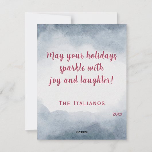 水彩ブラウンと北極キツネ雪リースシーン シーズンカード (裏面)