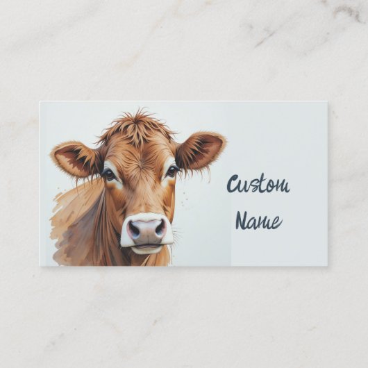 水彩ブラウンカウファーム動物芸術 名刺 (裏面)