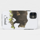 水彩ブラウンブラックママパパベア&キュービーアニマル Case-Mate iPhoneケース (裏面(横))