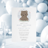 水彩ブラウンベアかわいいシンプル男の子赤ちゃんシャワー 招待状