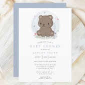 水彩ブラウンベアかわいいシンプル男の子赤ちゃんシャワー 招待状