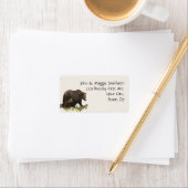 水彩ブラウンベア動物自然 ラベル (インサイチュ)