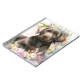 水彩ブラウンラブラドールレトリバーと花 ノートブック (左側)