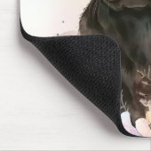 水彩ブラウンラブラドールレトリバーと花 マウスパッド (コーナー)