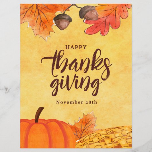 水彩ブラウン感謝祭ソーシャルメディア チラシ (正面)