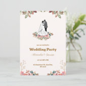 水彩ブラウン結婚式招待状 招待状 (スタンド正面)