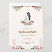 水彩ブラウン結婚式招待状 招待状 (正面/裏面)