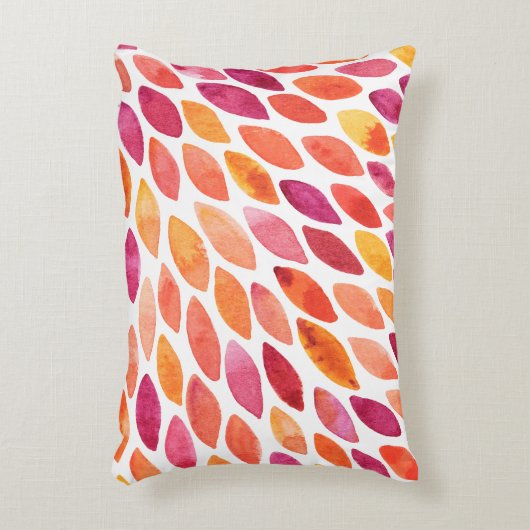 水彩ブラシのストロークが黄色とオレンジに染み出る アクセントクッション (正面(垂直))