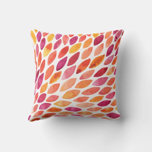 水彩ブラシのストロークが黄色とオレンジに染み出る クッション (裏面)