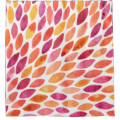 水彩ブラシのストロークが黄色とオレンジに染み出る シャワーカーテン (正面)