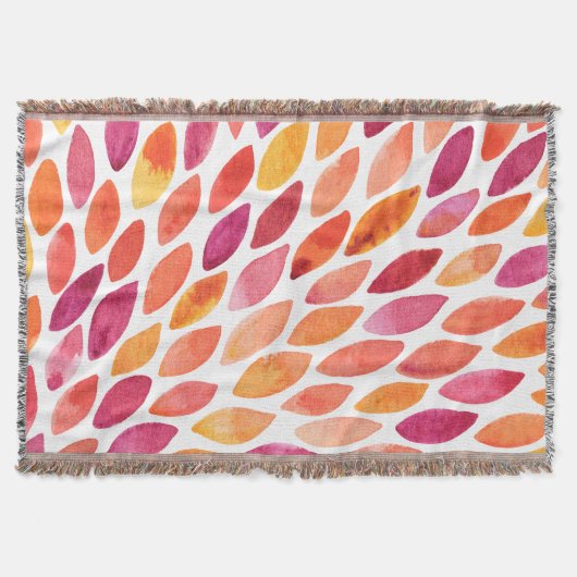 水彩ブラシのストロークが黄色とオレンジに染み出る スローブランケット (正面)