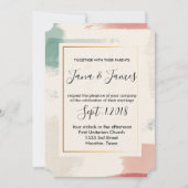 水彩ブラシストロフェイクーフ結婚フォイル 招待状 (正面)