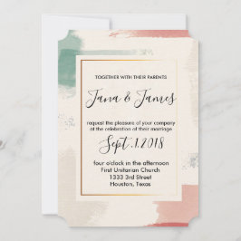 水彩ブラシストロフェイクーフ結婚フォイル 招待状