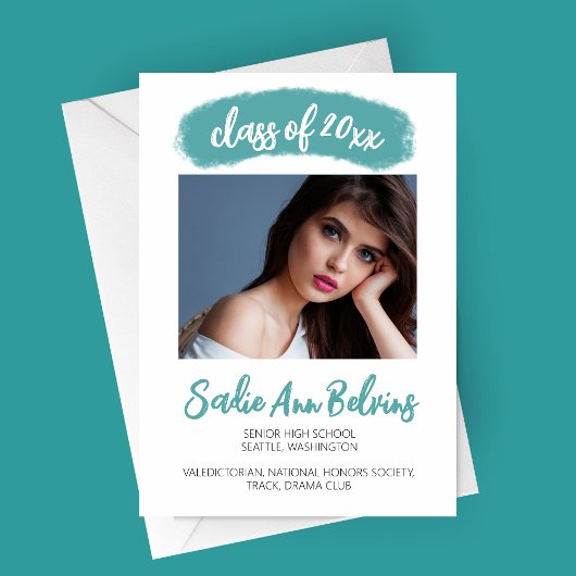 水彩ブラシストロークの卒業発表 案内状