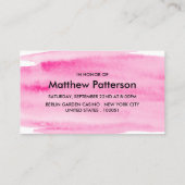 水彩ブラシストロークバチュラーパーティチケット 名刺 (裏面)