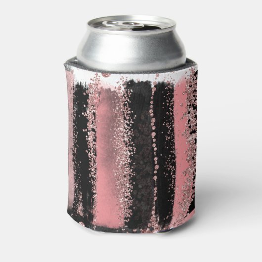 水彩ブラシストロークバラ金ゴールドフェイクグリッター 缶クーラー (缶裏面)