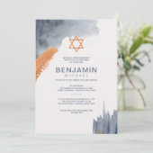 水彩ブラシストロークバー(ユダヤ教の)バル・ミツバー招待状 招待状 (スタンド正面)