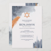 水彩ブラシストロークバー(ユダヤ教の)バル・ミツバー招待状 招待状 (正面/裏面)