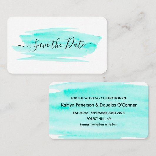 水彩ブラシストローク日付カードを保存 名刺 (正面/裏面)