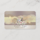 水彩ブラシストローク花レトロケーキミキサー 名刺 (正面)