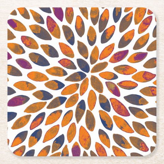 水彩ブラシストローク – さびた効果 スクエアペーパーコースター (正面)