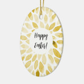 水彩ブラシストローク – イースター（黄色） セラミックオーナメント (左)