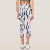 水彩ブラシストローク、カラフルシームレスなパターン カプリレギンス (裏面)