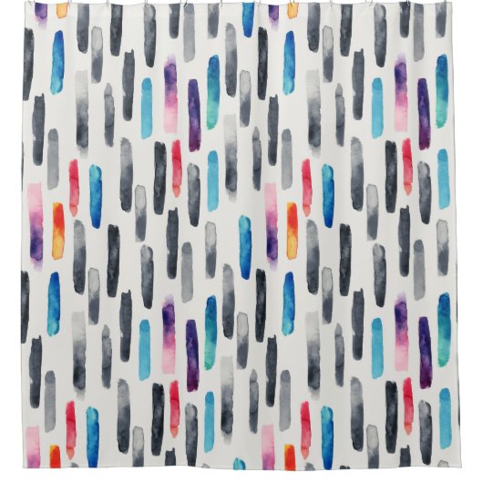 水彩ブラシストローク、カラフルシームレスなパターン シャワーカーテン (正面)