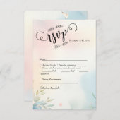 水彩ブラシストローク&スクリプト：ミニマリストRSVP 出欠カード (正面/裏面)