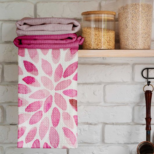 水彩ブラシストローク – ピンクパレット キッチンタオル