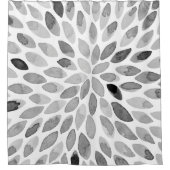 水彩ブラシストローク – 白黒 シャワーカーテン (正面)