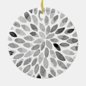 水彩ブラシストローク – 白黒 セラミックオーナメント (裏面)