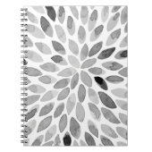 水彩ブラシストローク – 白黒 ノートブック (正面)