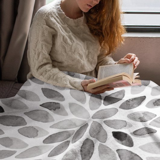 水彩ブラシストローク – 白黒 フリースブランケット