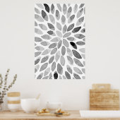 水彩ブラシストローク – 白黒 ポスター (キッチン)