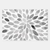 水彩ブラシストローク – 白黒 ラッピングペーパーシート (正面)